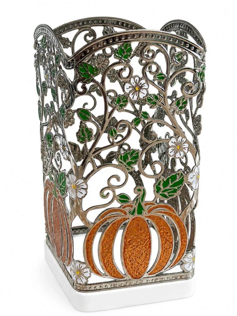 Bath & Body Works Pretty Pumpkin Soap Holder Metal Floral Fall Decor 2026
